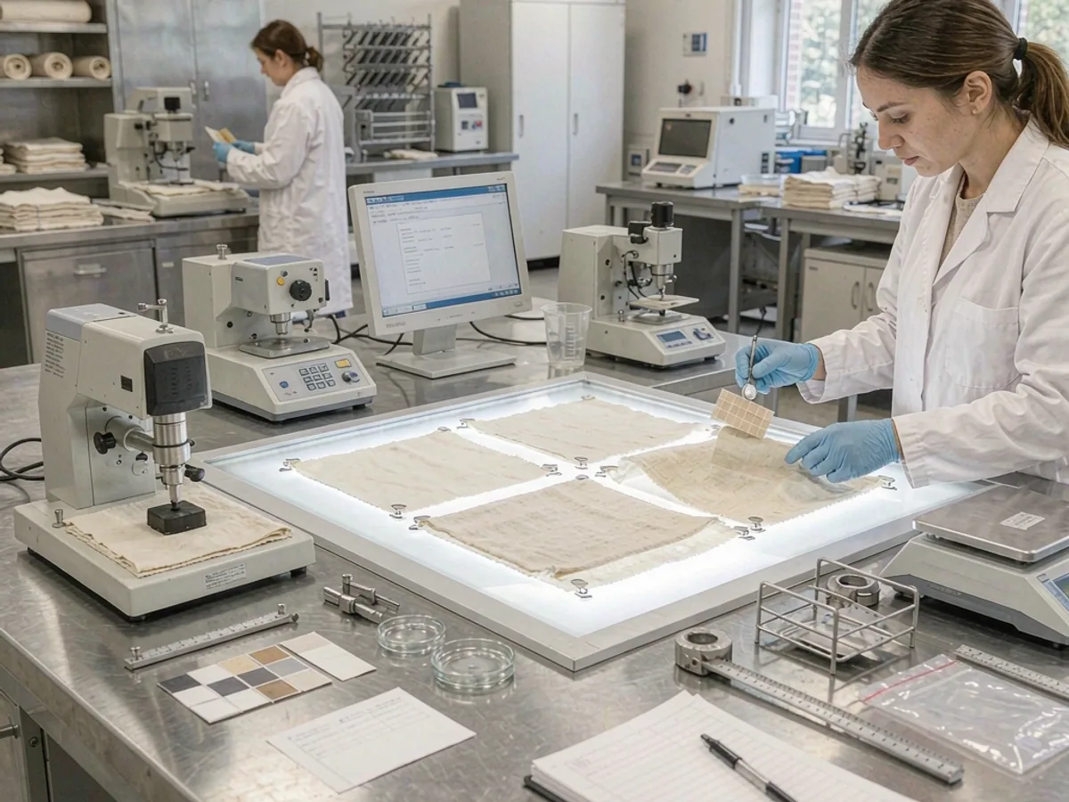In-house fabric laboratory testing shrinkage and colour fastness