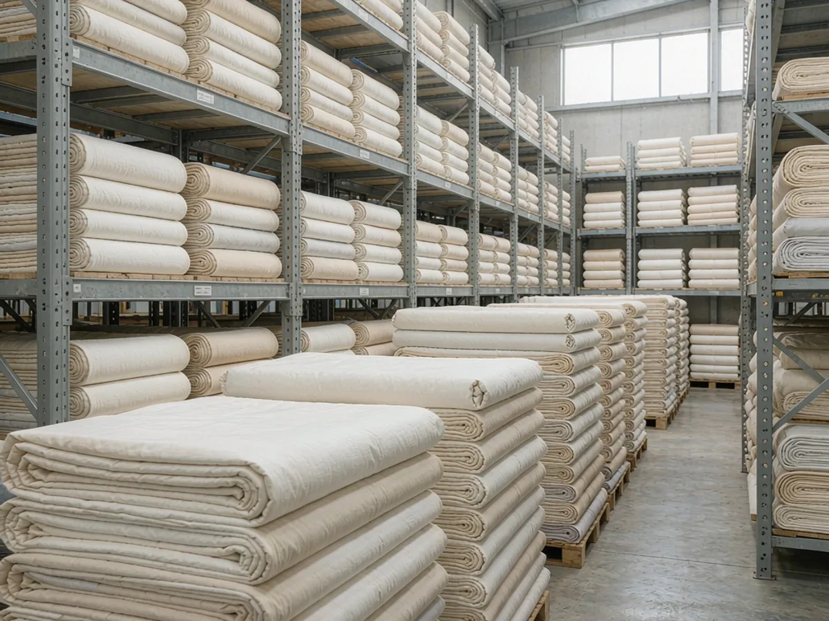 Cotton fabric rolls held in stock for repeat orders